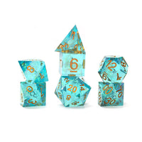 7-Set Sharp-edged Dice (Aqua Fairy)