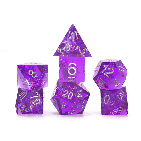 7-Set sharp-edged Dice (PURPLE FAIRY)