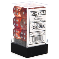 CHESSEX:d6cube 16mm (12)(red/silver)