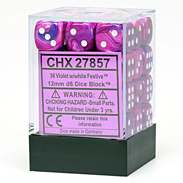 CHESSEX: d6cube 12mm (36)(violet/white)