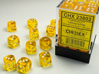 CHESSEX: d6 cube 12mm Dice Set 36ct. (TRANSLUCENT)