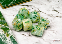 CHESSEX: 7-SetCube Dice MARBLE (Green/Dark Green)