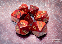 CHESSEX: 7-SetCube Dice SCARAB (Scarlet/Gold)