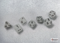 CHESSEX: 7-SetCube Dice FROSTED (Clear/Black)