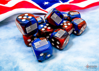 United States War Dice Gemini Blue-Red/white 16mm d6 Dice Block (12 dice)