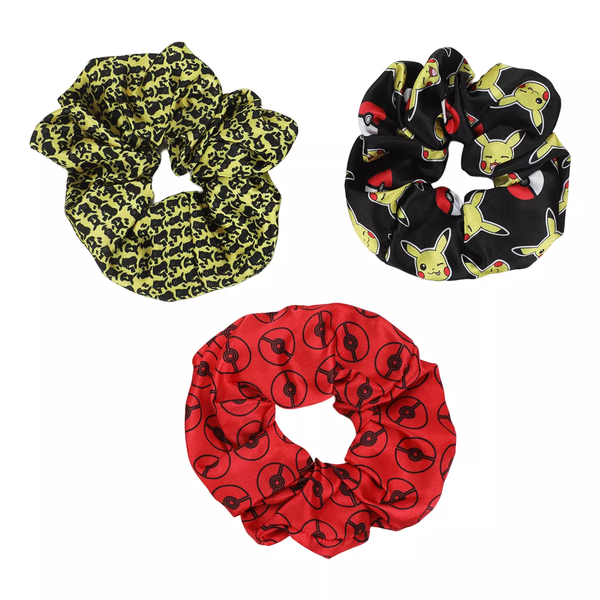 Pokemon Pikachu & Pokeballs 3-Pack Scrunchies